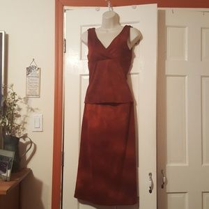 Dress skirt orange brown two tonewomen's sm. 2 pcs